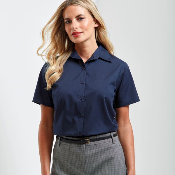 Premier Ladies Short Sleeve Poplin Blouse Thumbnail