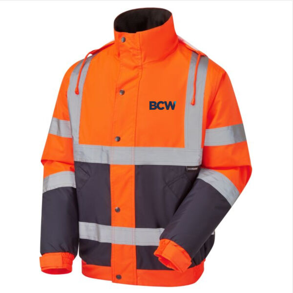 35581 Supertouch Hi Vis Orange 2 Tone Bomber Jacket Thumbnail